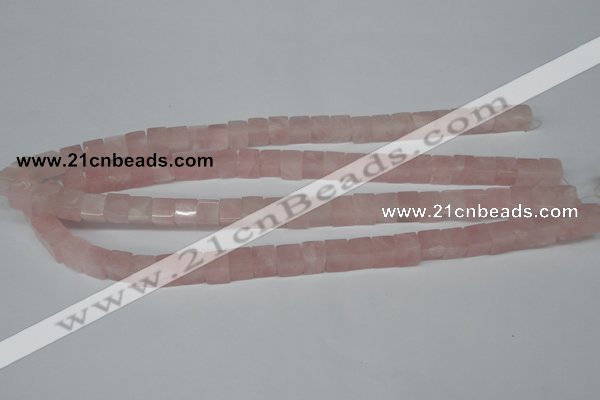 CCU63 15.5 inches 8*8mm cube rose quartz beads wholesale