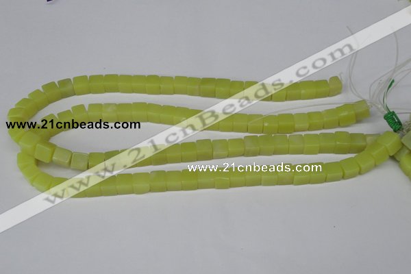 CCU64 15.5 inches 8*8mm cube olive jade beads wholesale