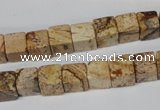 CCU65 15.5 inches 8*8mm cube picture jasper beads wholesale