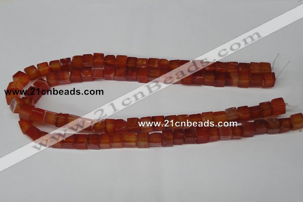 CCU67 15.5 inches 8*8mm cube red agate beads wholesale