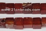 CCU70 15.5 inches 10*10mm cube red agate beads wholesale