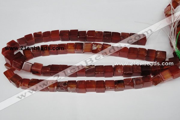 CCU70 15.5 inches 10*10mm cube red agate beads wholesale