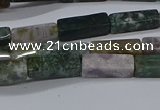 CCU713 15.5 inches 4*13mm cuboid moss agate beads wholesale