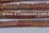 CCU717 15.5 inches 4*13mm cuboid pink wooden jasper beads wholesale