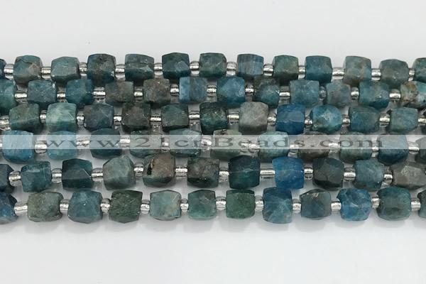 CCU768 15 inches 8*8mm faceted cube apatite beads