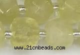 CCU774 15 inches 10*10mm faceted cube lemon quartz beads