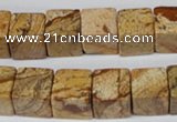 CCU80 15.5 inches 12*12mm cube picture jasper beads wholesale