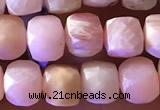 CCU807 15 inches 4mm faceted cube pink opal beads