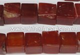 CCU81 15.5 inches 12*12mm cube red agate beads wholesale