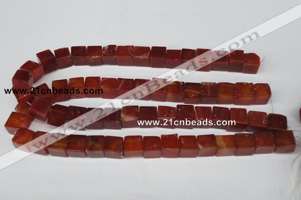 CCU81 15.5 inches 12*12mm cube red agate beads wholesale