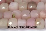 CCU848 15 inches 4mm faceted cube pink opal beads