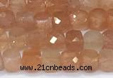 CCU849 15 inches 4mm faceted cube golden sunstone beads