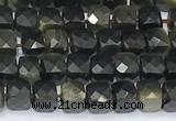 CCU852 15 inches 4mm faceted cube obsidian beads