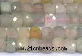 CCU874 15 inches 4mm faceted cube morganite beads