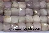 CCU883 15 inches 4mm faceted cube kunzite beads