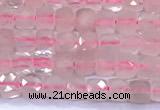 CCU887 15 inches 4mm faceted cube rose quartz beads