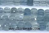 CCU901 15 inches 5mm - 6mm faceted cube aquamarine beads