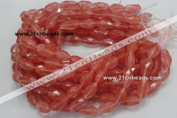 CCY01 15.5 inches 12*22mm faceted rice cherry quartz beads wholesale