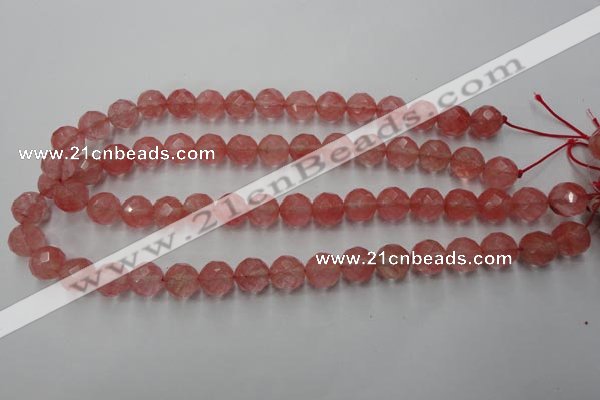 CCY114 15.5 inches 12mm faceted round cherry quartz beads wholesale