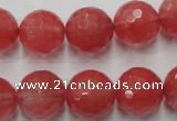 CCY115 15.5 inches 14mm faceted round cherry quartz beads wholesale