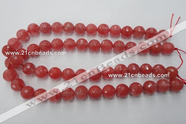 CCY115 15.5 inches 14mm faceted round cherry quartz beads wholesale