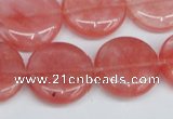 CCY153 15.5 inches 20mm flat round cherry quartz beads wholesale