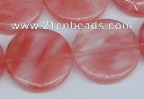 CCY154 15.5 inches 25mm flat round cherry quartz beads wholesale