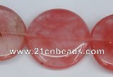 CCY155 15.5 inches 30mm flat round cherry quartz beads wholesale