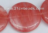 CCY156 15.5 inches 35mm flat round cherry quartz beads wholesale