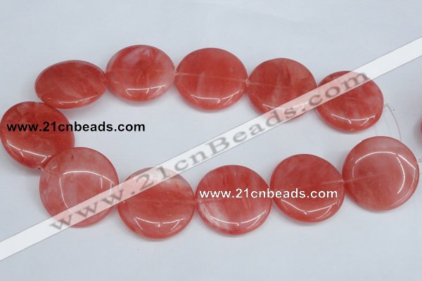 CCY156 15.5 inches 35mm flat round cherry quartz beads wholesale