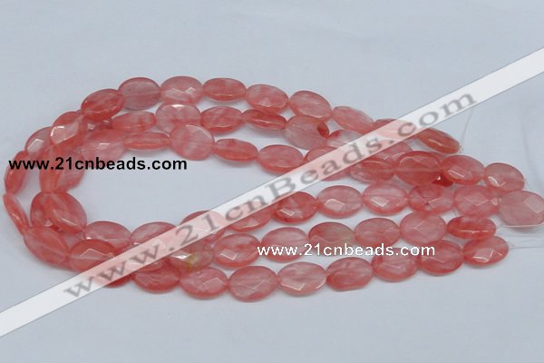 CCY165 15.5 inches 13*18mm faceted oval cherry quartz beads