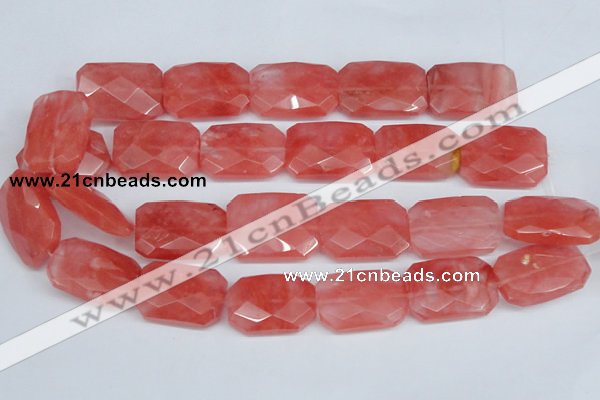 CCY166 15.5 inches 20*30mm faceted rectangle cherry quartz beads