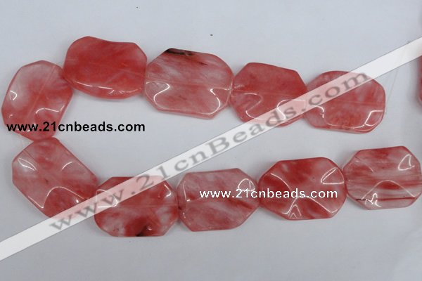 CCY167 15.5 inches 30*40mm wavy rectangle cherry quartz beads