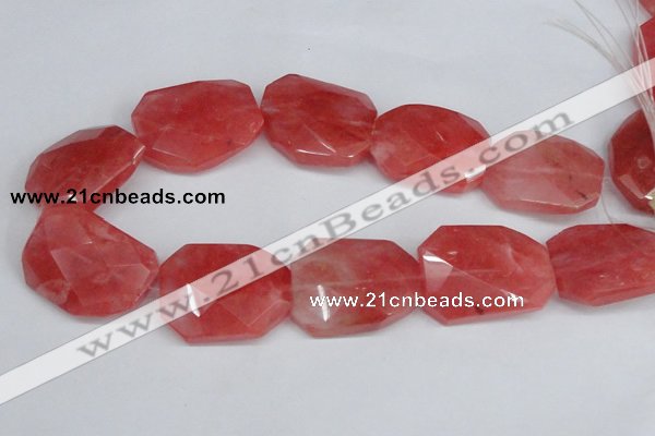 CCY169 15.5 inches 30*40mm twisted & faceted rectangle cherry quartz beads