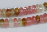 CCY205 15.5 inches 6*10mm faceted rondelle volcano cherry quartz beads