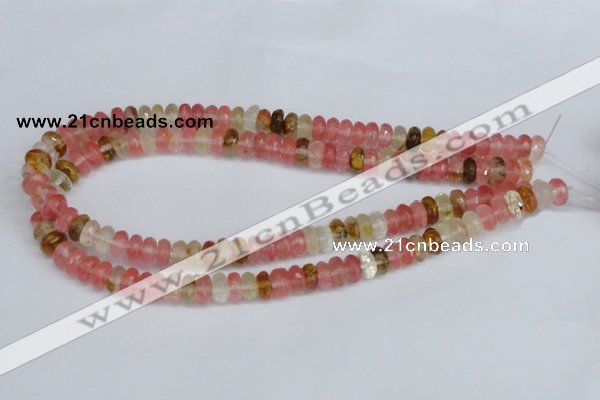 CCY205 15.5 inches 6*10mm faceted rondelle volcano cherry quartz beads