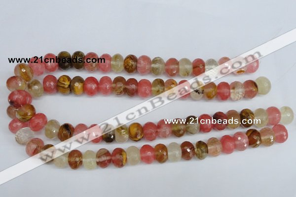 CCY207 15.5 inches 10*14mm faceted rondelle volcano cherry quartz beads