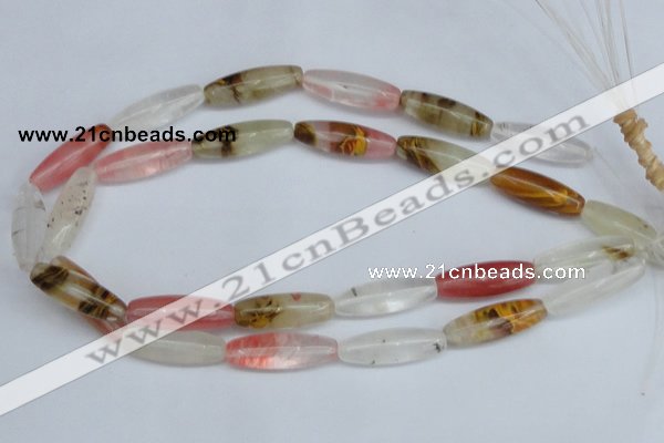 CCY212 15.5 inches 10*30mm rice volcano cherry quartz beads