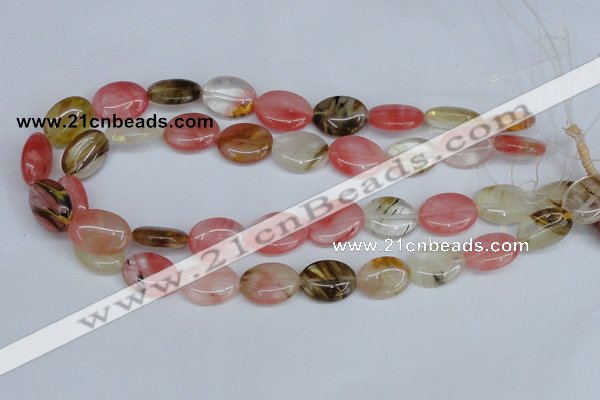 CCY217 15.5 inches 13*18mm oval volcano cherry quartz beads