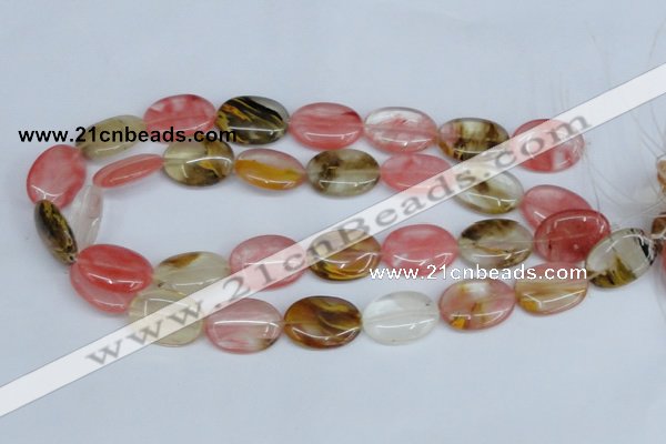 CCY219 15.5 inches 18*25mm oval volcano cherry quartz beads