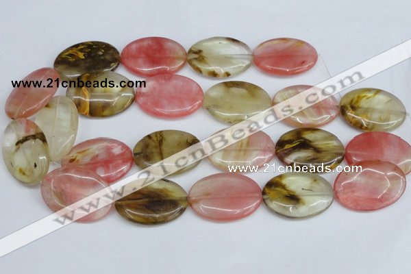 CCY221 15.5 inches 25*35mm oval volcano cherry quartz beads