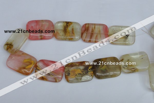 CCY223 15.5 inches 30*40mm rectangle volcano cherry quartz beads