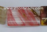 CCY224 15.5 inches 24*40mm flat tube volcano cherry quartz beads