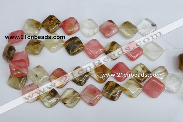 CCY225 15.5 inches 20*20mm diamond volcano cherry quartz beads