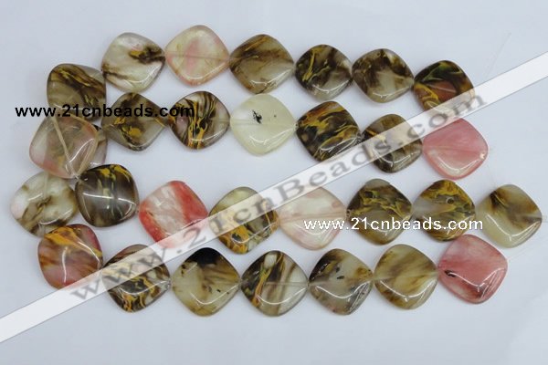 CCY226 15.5 inches 24*24mm diamond volcano cherry quartz beads