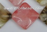 CCY227 15.5 inches 26*26mm wavy diamond volcano cherry quartz beads