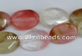 CCY230 15.5 inches 13*18mm faceted oval volcano cherry quartz beads