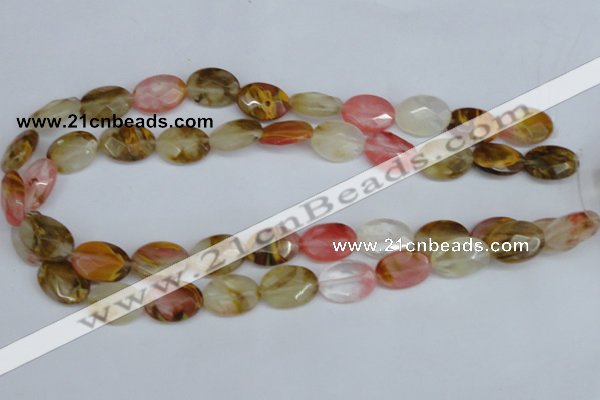 CCY230 15.5 inches 13*18mm faceted oval volcano cherry quartz beads