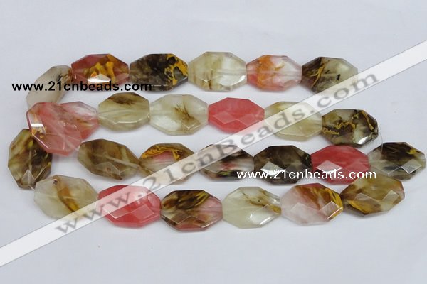 CCY231 15.5 inches 20*30mm faceted octagonal volcano cherry quartz beads