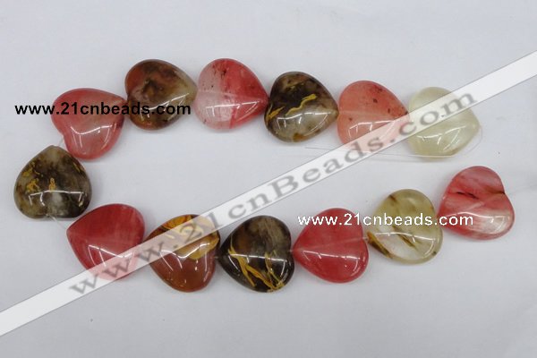 CCY232 15.5 inches 30*30mm heart volcano cherry quartz beads